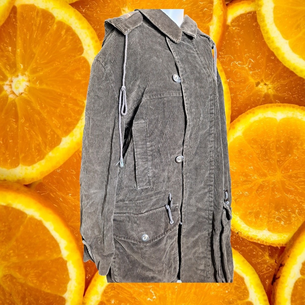 Calvin Klein Sport Corduroy Barn Chore Coat Jacket‎ Hooded Utility Brown Mens S